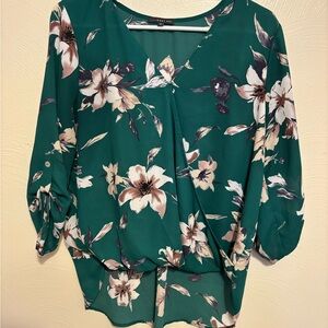 West Kei Teal Floral Blouse